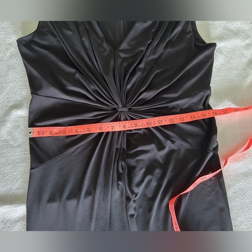 MARVIN RICHARDS Women's Black V Neck Polyester Cocktail Career Dress Size 10 - Picture 10 of 12
